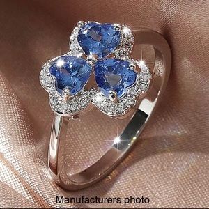 NEW! Ladies Triple Heart Synthetic Sapphire Ring, Choose Sz 7 OR Sz 9